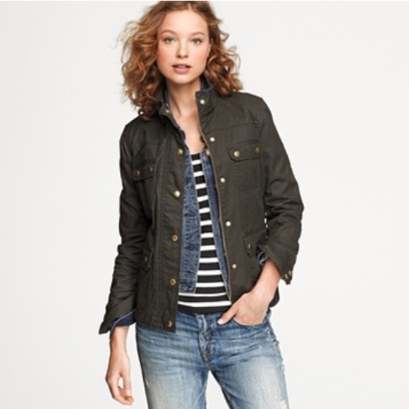 $148 J.Crew Women's XS Downtown Army Green Field Zip Snap Button Cargo Jacket - Picture 10 of 10